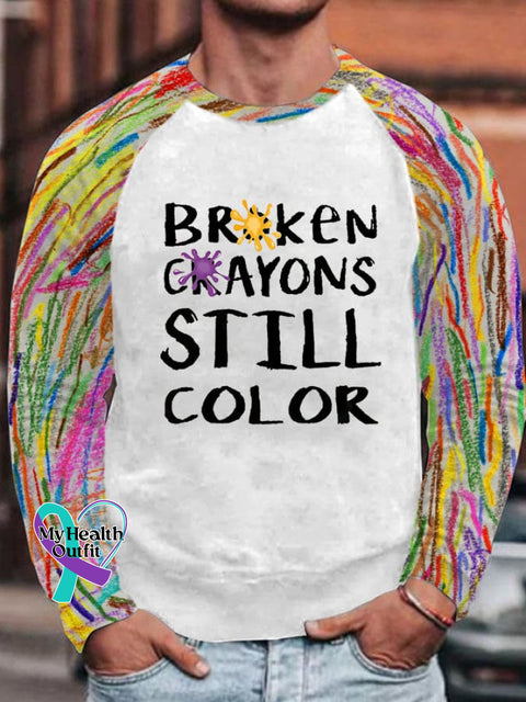 Men’s Broken Crayons Still Color Print Sweatshirt White / S