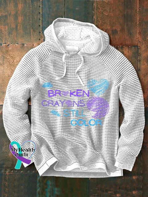 Men’s Broken Crayons Still Color Print Waffle Hoodie White / S