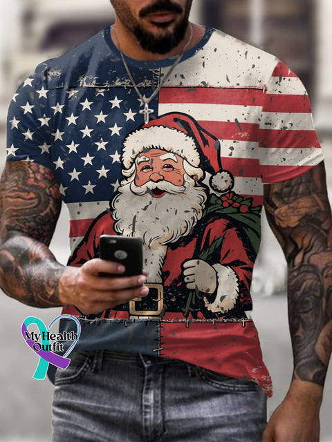 Men’S Christmas Santa Claus Print T-Shirt Picture 1 / S