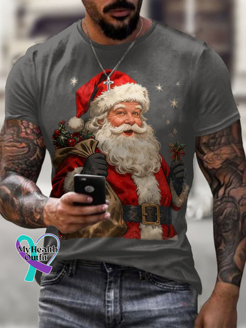 Men’S Christmas Santa Claus Print T-Shirt Picture 1 / S