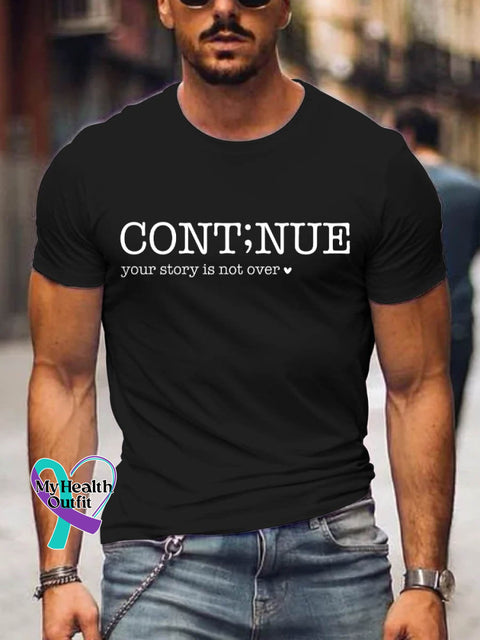 Men’s Continue Your Story Is Not Over Art Print Casual T-Shirt Black / S