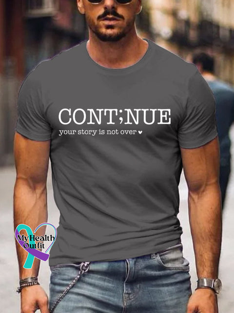 Men’s Continue Your Story Is Not Over Art Print Casual T-Shirt Grey / S