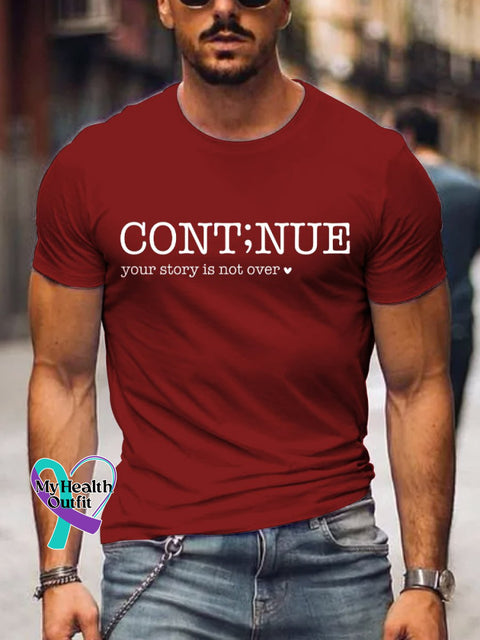 Men’s Continue Your Story Is Not Over Art Print Casual T-Shirt Red / S
