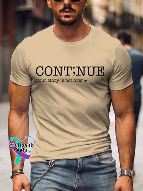 Men’s Continue Your Story Is Not Over Art Print Casual T-Shirt Sand / S