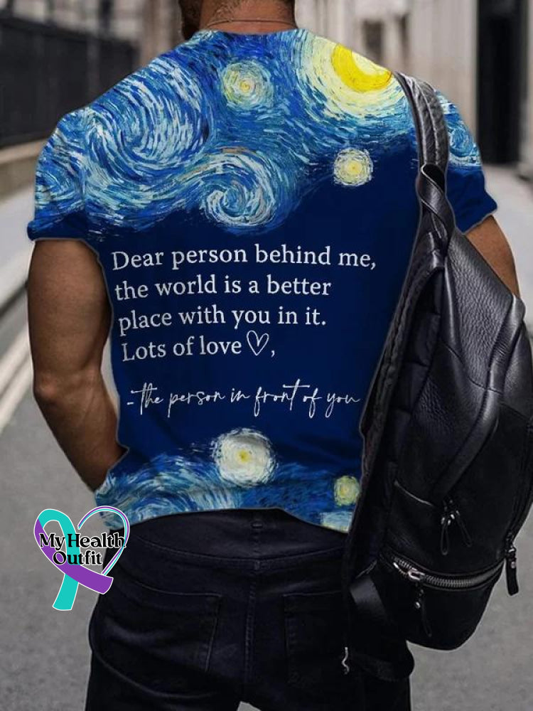 Men’s Dear Person Behind Me Art Pattern Print Casual T-Shirt