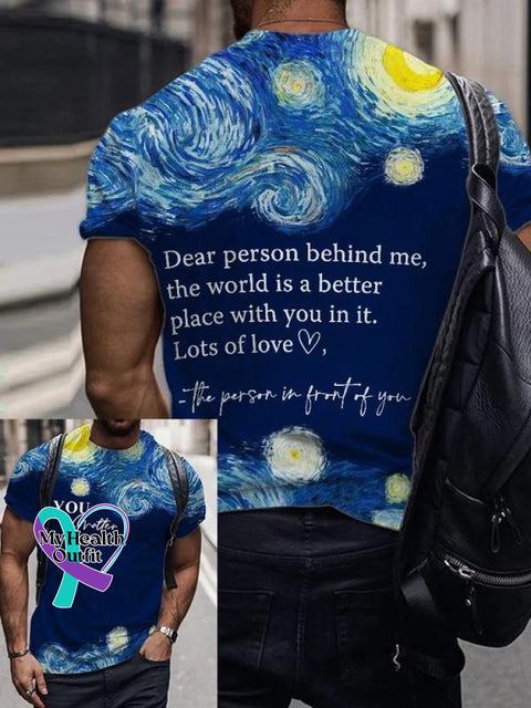 Men’s Dear Person Behind Me Art Pattern Print Casual T-Shirt Multicolor / S