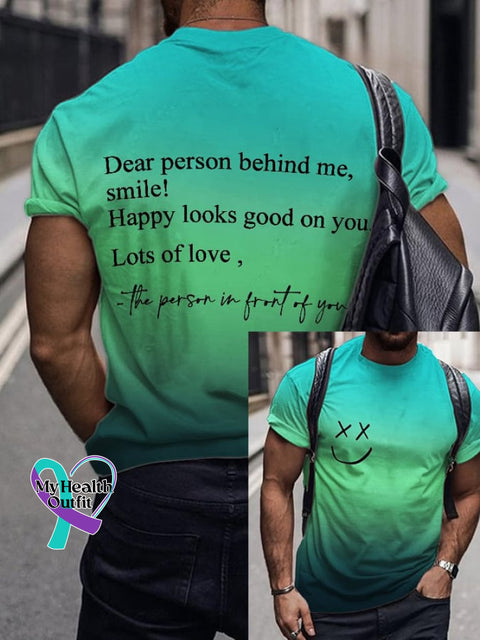 Men’s Dear Person Behind Me Smile Gradient T-Shirt Green / S