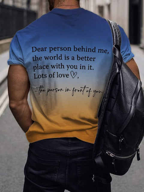 Men’S Dear Person Behind Me You Matter Gradient T-Shirt Blue / S