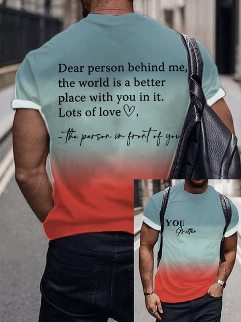 Men’S Dear Person Behind Me You Matter Gradient T-Shirt Denim Blue / S