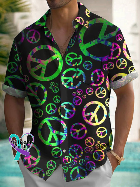 Men’s Hawaiian Abstract West Hippie Punk Print Fashion Short Sleeve Shirt As Shown / Xs