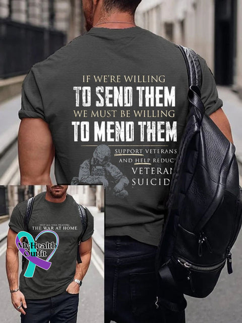 Men’s Help All Still Fighting The War At Home Art Pattern Print Casual T-Shirt Grey / S