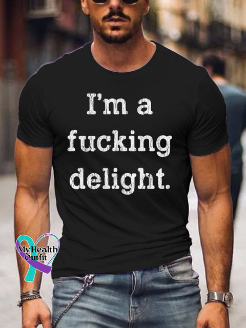 Men’s I’m A Fucking Delight Art Print Casual T-Shirt Black / S