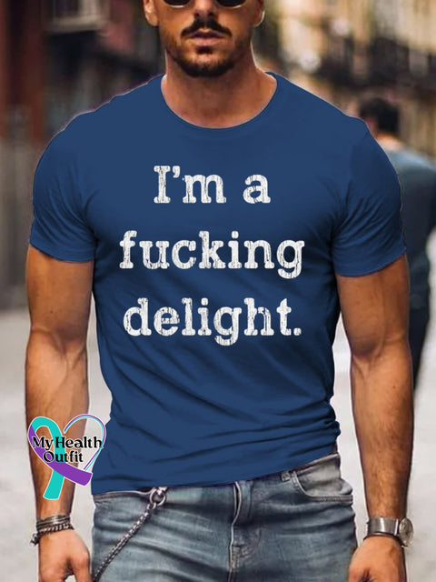 Men’s I’m A Fucking Delight Art Print Casual T-Shirt Blue / S