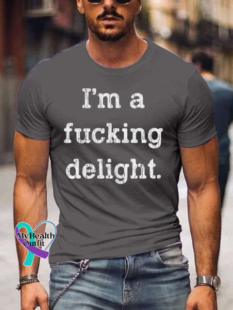 Men’s I’m A Fucking Delight Art Print Casual T-Shirt Grey / S