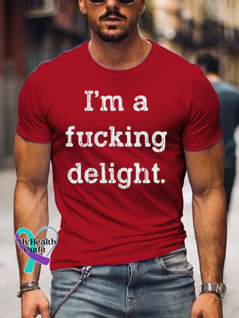Men’s I’m A Fucking Delight Art Print Casual T-Shirt Red / S