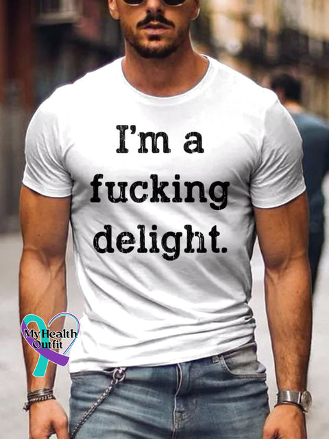 Men’s I’m A Fucking Delight Art Print Casual T-Shirt White / S
