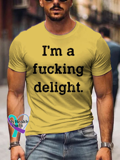 Men’s I’m A Fucking Delight Art Print Casual T-Shirt Yellow / S