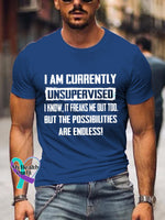Men’s I’m Currently Unsupervised Art Print Casual T-Shirt Blue / S