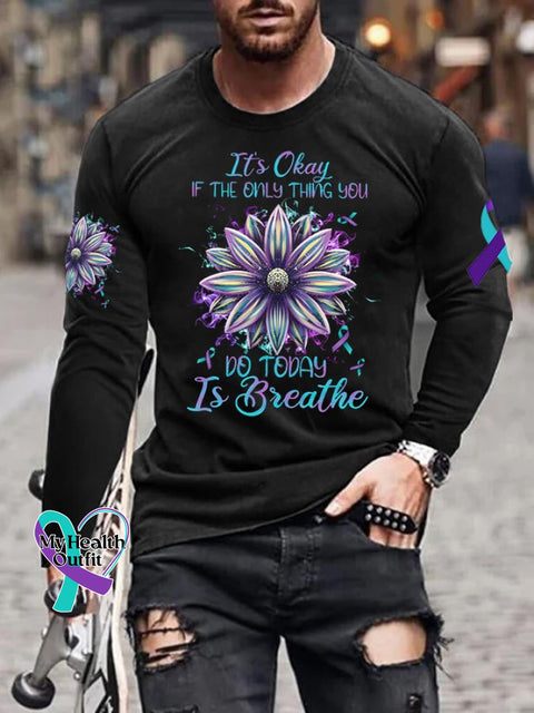 Men’s It’s Okay If The Only Thing You Can Do Today Is Breathe Print T-Shirt Black / S