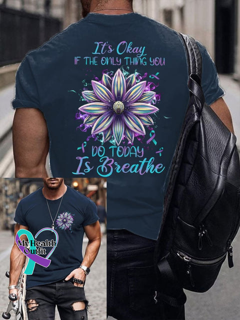Men’s It’s Okay If The Only Thing You Can Do Today Is Breathe Print T-Shirt Navy / S