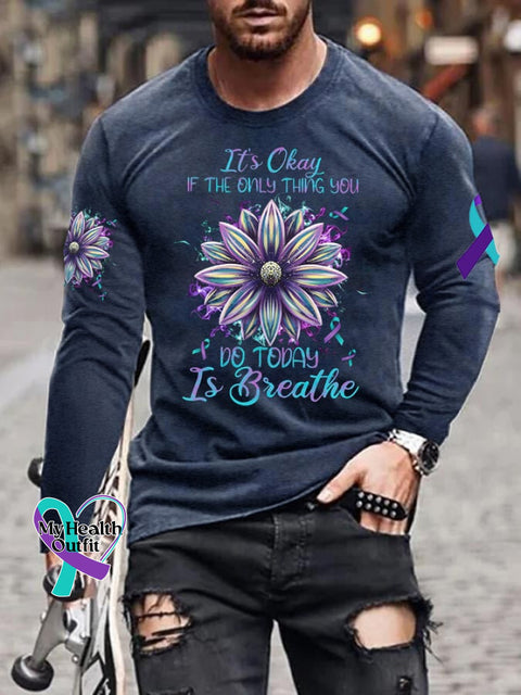 Men’s It’s Okay If The Only Thing You Can Do Today Is Breathe Print T-Shirt Navy / S