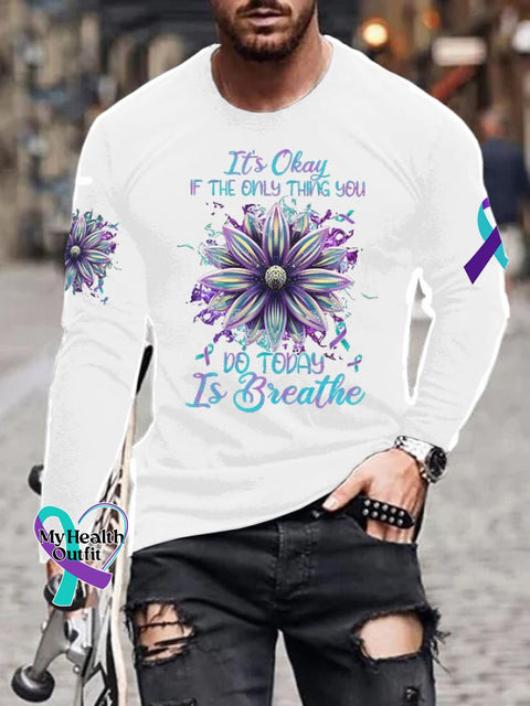 Men’s It’s Okay If The Only Thing You Can Do Today Is Breathe Print T-Shirt White / S