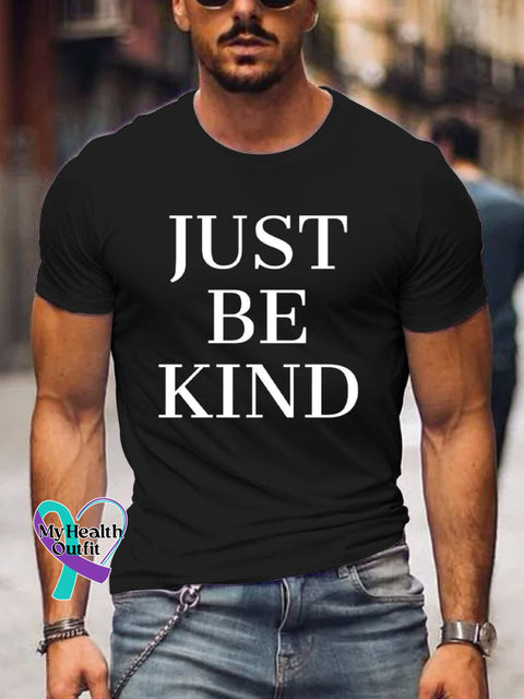 Men’s Just Be Kind Art Print Casual T-Shirt Black / S