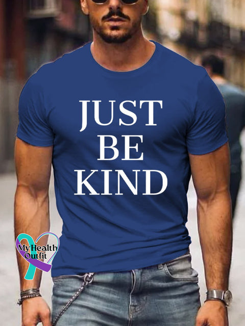 Men’s Just Be Kind Art Print Casual T-Shirt Blue / S