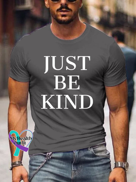 Men’s Just Be Kind Art Print Casual T-Shirt Grey / S