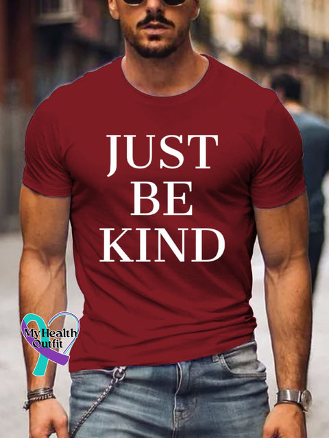 Men’s Just Be Kind Art Print Casual T-Shirt Red / S
