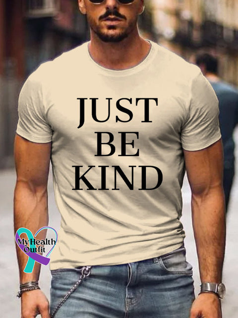 Men’s Just Be Kind Art Print Casual T-Shirt Sand / S