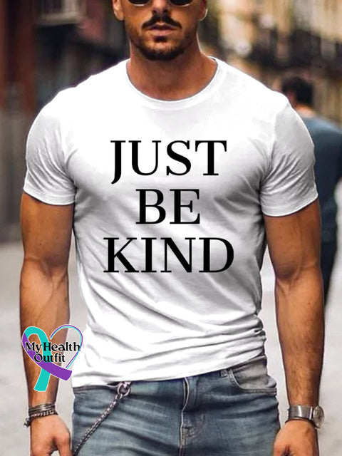 Men’s Just Be Kind Art Print Casual T-Shirt White / S