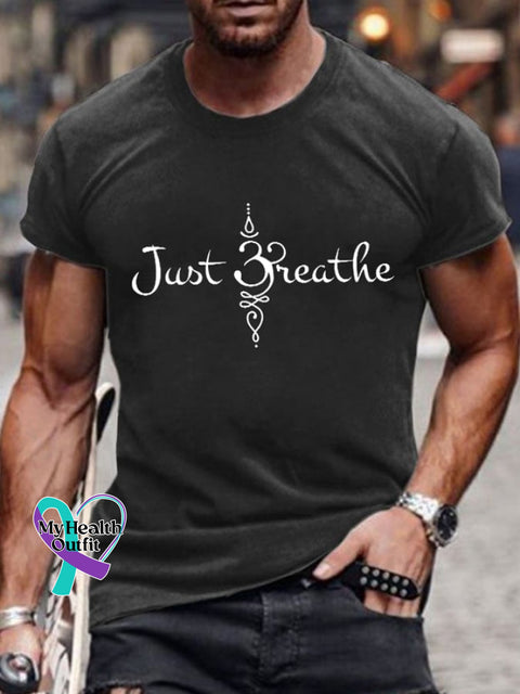 Men’s Just Breathe Print T-Shirt Dark Grey / S