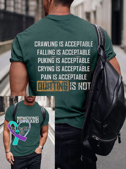 Men’s Keep Moving Forward Art Pattern Print Casual T-Shirt Green / S