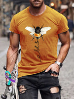 Men’s Let It Bee Pattern Art Print Casual Cotton T-shirt Orange / S