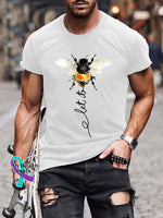 Men’s Let It Bee Pattern Art Print Casual Cotton T-shirt White / S