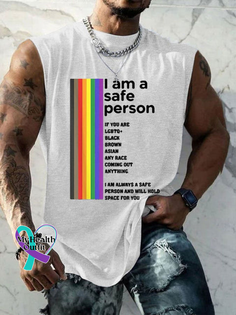 Men’s Lgbt I Am A Safe Person Print Vest White / S