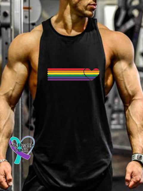 Men’s Lgbtq Pride Rainbow Love Printed Vest Black / M