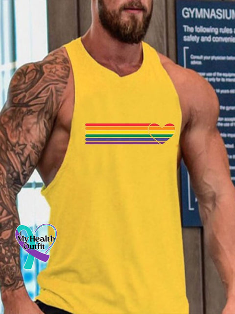 Men’s Lgbtq Pride Rainbow Love Printed Vest Yellow / M