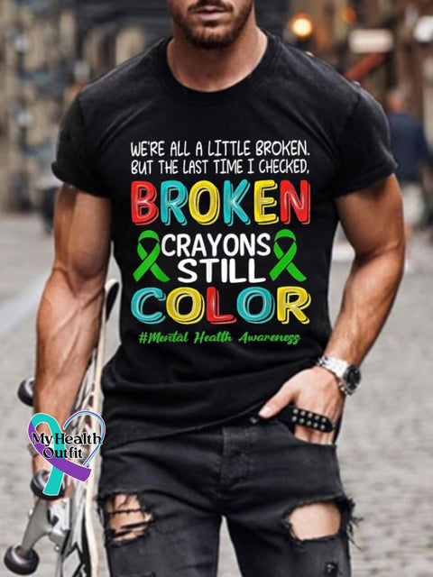 Men’S Mental Health Awareness Print Casual T-Shirt Black / S