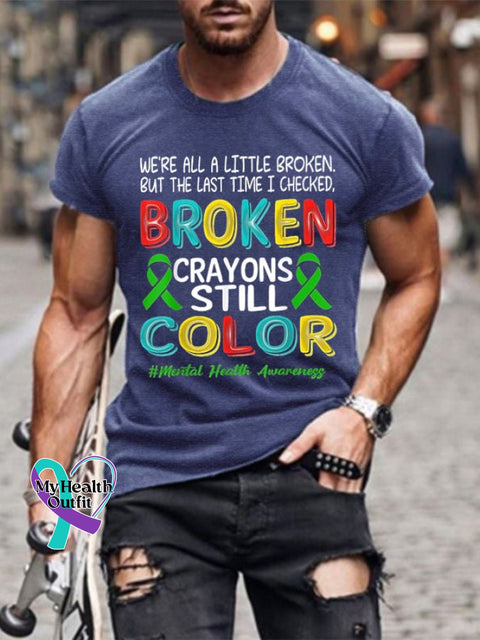 Men’S Mental Health Awareness Print Casual T-Shirt Blue / S