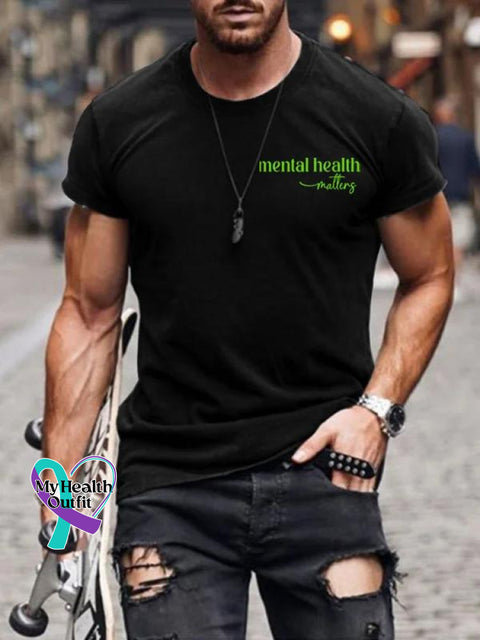 Men’s Mental Health Matters Grow Through What You Go Art Print Casual T-Shirt