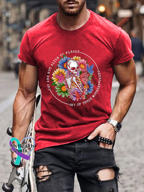 Men’s Mental Health Matters Skull Print Casual Crew Neck Short Sleeve T-Shirt Red / S