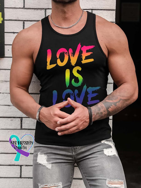 Men’s Rainbow Love Is Casual Tank Top Black / S