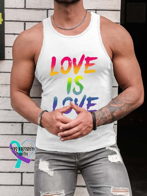 Men’s Rainbow Love Is Casual Tank Top White / S
