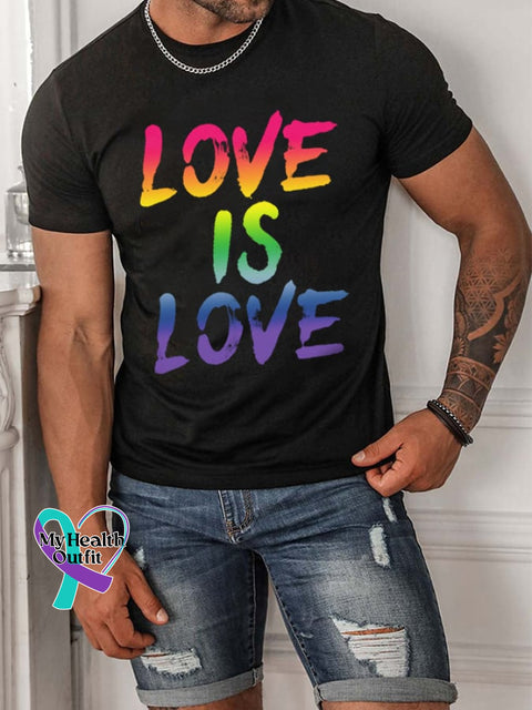 Men’s Rainbow Love Is Short Sleeve T-Shirt Black / S