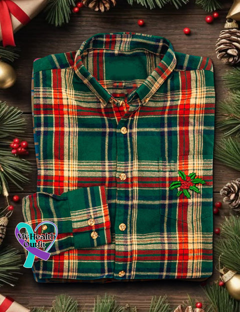 Men’s Retro Casual Christmas Art Long Sleeve Shirt As shown / XS