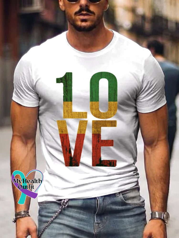 Men’s Retro Love Art Print T-Shirt White / S