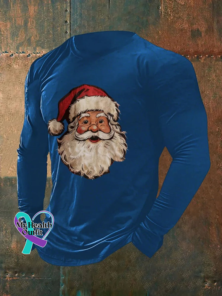 Men’s Santa Claus Print T-Shirt Blue / S