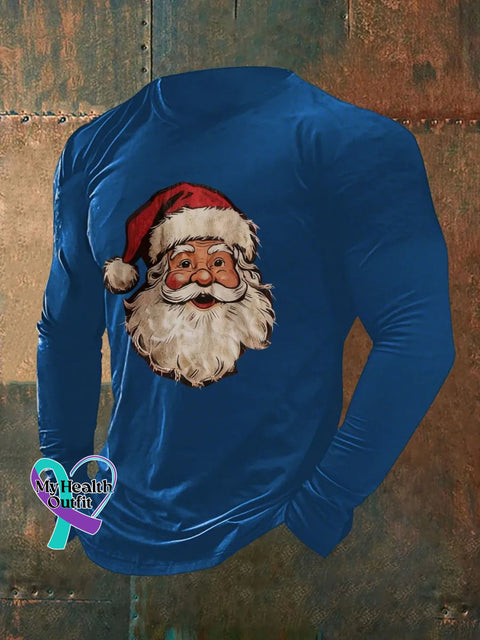 Men’s Santa Claus Print T-Shirt Blue / S